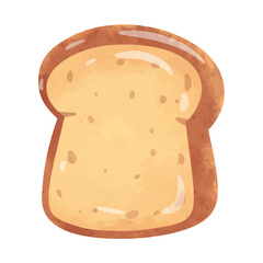 Hand drawn watercolor painting of toast, bread clip art, clip art of bread, white sliced bread illustration vector, white bread isolated on white background