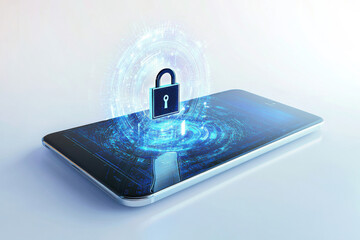 Digital lock symbol representing mobile security on a smart device