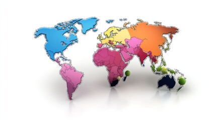 Obraz premium 3D Colorful World Map: A Global Perspective