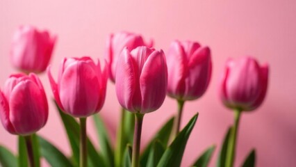 Fototapeta premium model on pink with tulips
