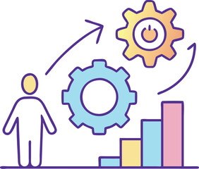 Businessman with gears representing industry and technology