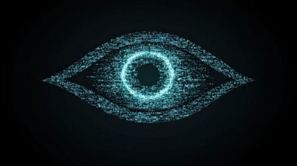 Digital Eye Graphic with Glowing Particles and Futuristic Design