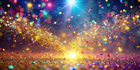 Obraz premium Sparkling glitter confetti falling from the sky in a bright and colorful explosion, joyful explosion, glitter confetti