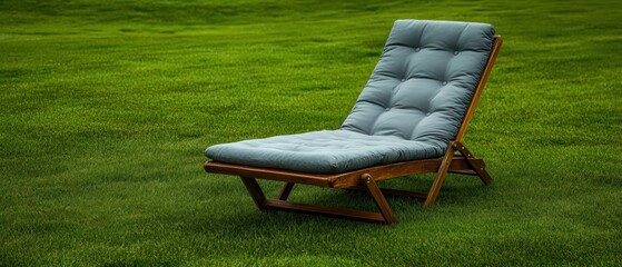 Relaxing on a Wooden Lounger in a Lush Green Lawn