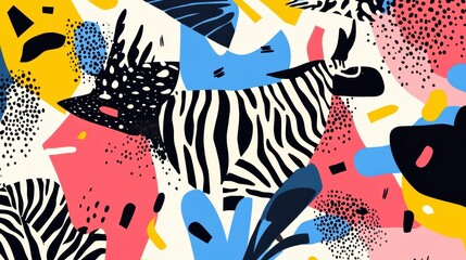 A Vibrant Abstract Illustration Depicting A Striped Animal Figure