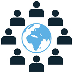 global social people network icon vector for communication, sharing, and worldwide connection. Ideal for technology, online interaction, and internet-related visual projects.