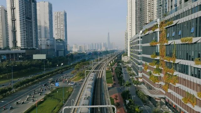 Aerial view of Ho Chi Minh city, Vietnam in the morning	
