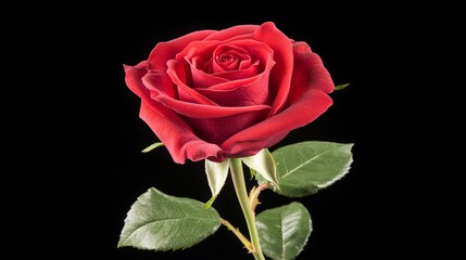 Fototapeta premium Single Red Rose on Black Background