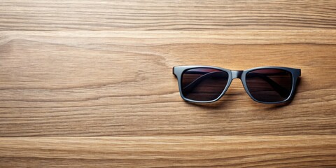 Cool Shades Flat Lay: Modern Minimalist Sunglasses Photography - Wooden Background
