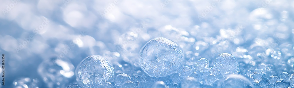 Aufkleber Close-up of shimmering ice cubes with a soft blue background.