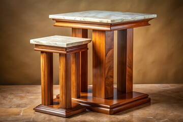 Elevate your portrait photography.  A stunning two-tiered pedestal, marble and wood.