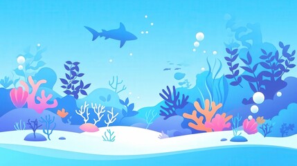 Illustration of underwater ocean life scene for children educati