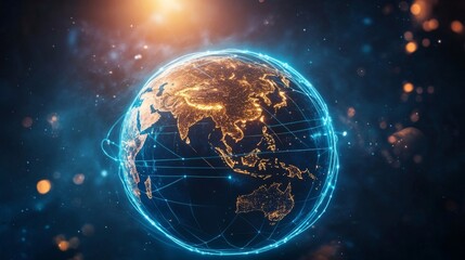 Glowing Digital Earth with Network Connections