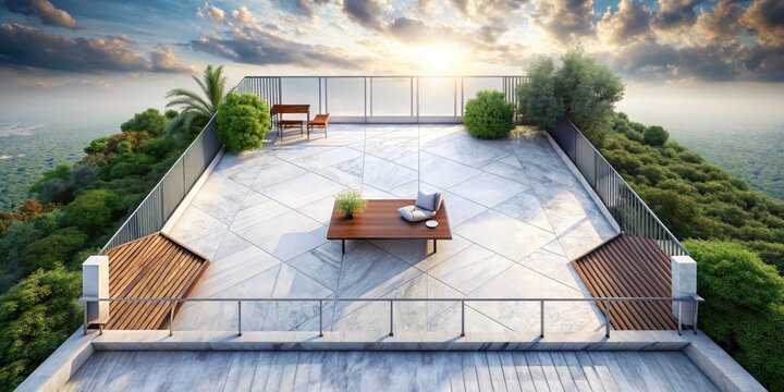 Futuristic Pec Deck Silhouette: Overhead Marble Flat Lay Photography