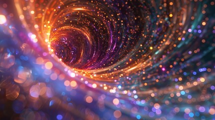 A mesmerizing swirl of vibrant colors and sparkling lights, creating an ethereal visual experience.