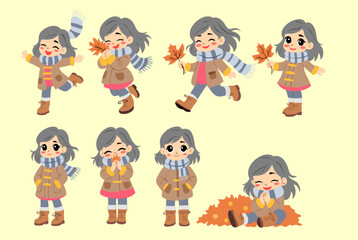 Cheerful Girl in autumn