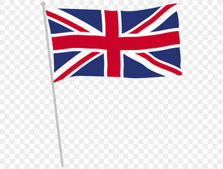 Handheld waving UK flag isolated on transparent PNG background. perfect for designs. vector