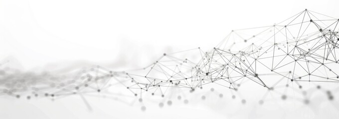 Abstract Big Data Technology Concept with Low-Poly Mesh Waves on White Background