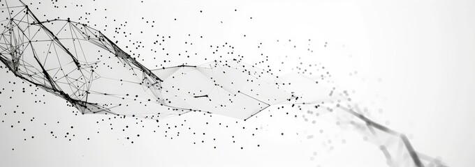 Abstract Big Data Technology Concept with Low-Poly Mesh Waves on White Background