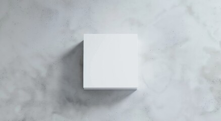 Minimalist White Book Cover Mockup Template with Square Shape, Isolated on Light Gray Background, Top View