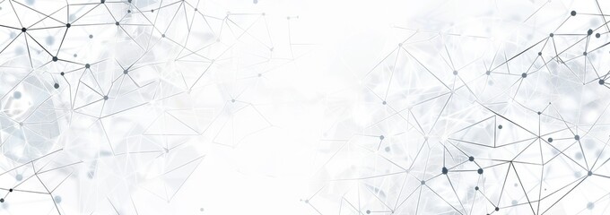 Abstract white background with a low-poly mesh of interconnected dots and lines.