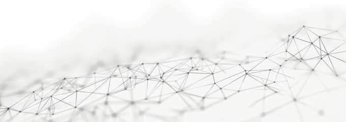 Abstract white background with a low-poly mesh of interconnected dots and lines.