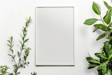 Minimalist white vertical rectangle mockup on a clean white background, front view.