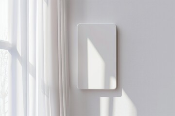 Minimalist white vertical rectangle mockup on a clean white background, front view.