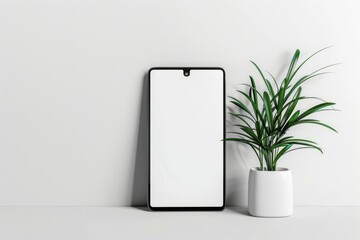 A minimalist white phone on a clean white background, perfect for branding, advertising, etc.