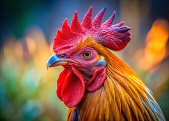 Majestic Rooster Headshot: Minimalist Close-Up Stock Photo