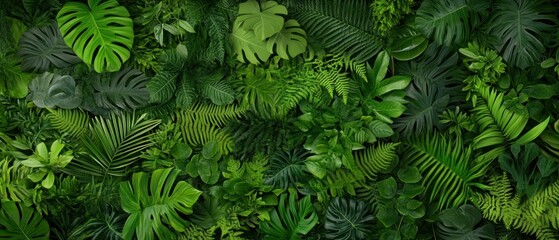 Lush Tropical Greenery: A Vibrant Display of Exotic Foliage