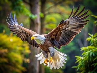 Obraz premium Majestic White Sea Eagle in Flight at the Zoo