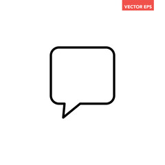 Black single blank chat line icon, simple talk bubble speech flat design vector pictogram, infographic interface elements for app logo web button ui ux isolated on white background