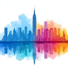 Obraz premium Colorful New York City Skyline Reflection