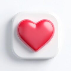 Obraz premium 3D heart icon, clip art style, white background, soft lighting, cute, red color, rounded corners, smooth edges, high resolution, high quality