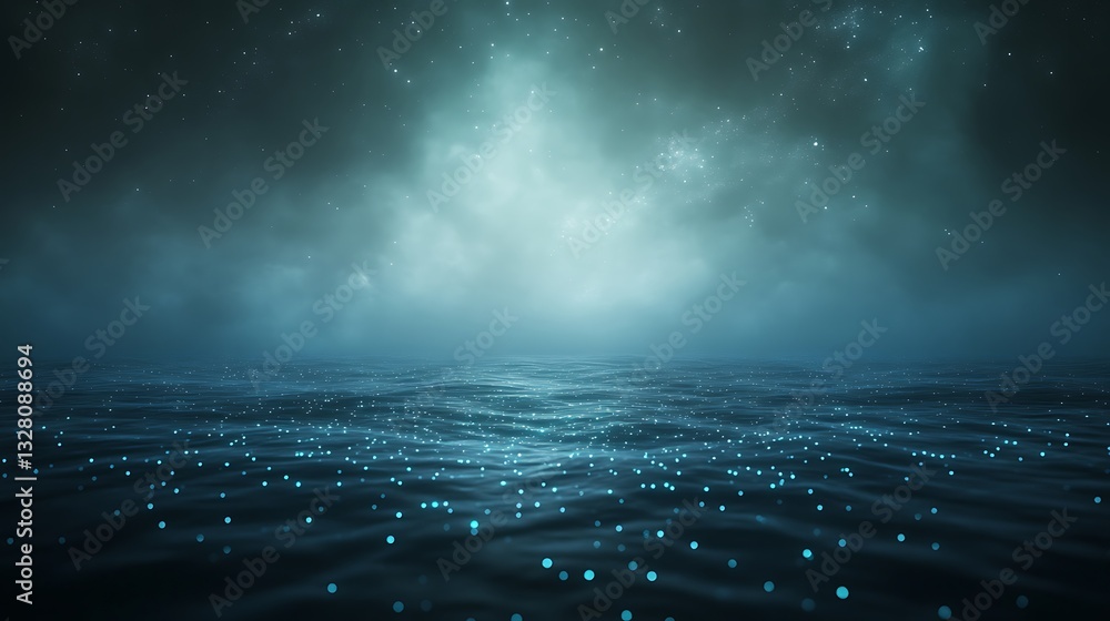 Aufkleber Mysterious ocean view with shimmering water under a cloudy sky.