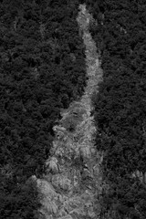 Eroded Rocky Mountain Slope in Black and White
