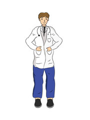 Fototapeta premium Doctor using stethoscope, illustration for hospital where treatment is carried out