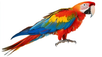 Fototapeta premium Vibrant Macaw Parrot on White Background