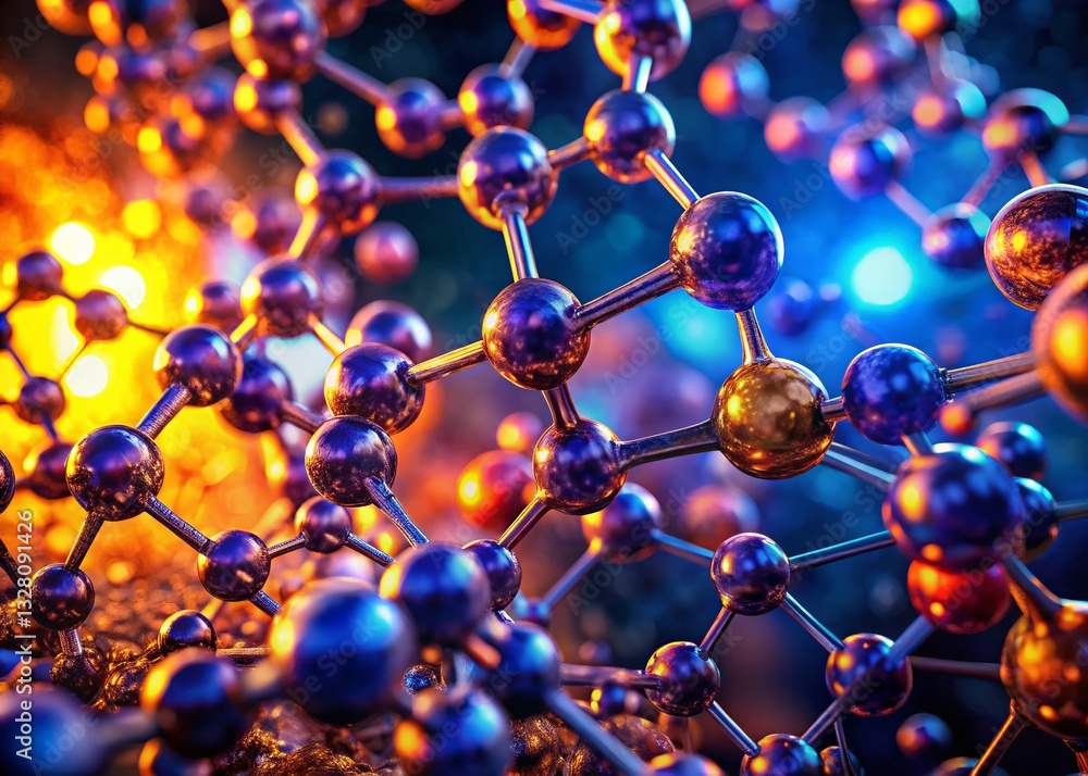 Poster microscopic molecular structures illuminated in low light