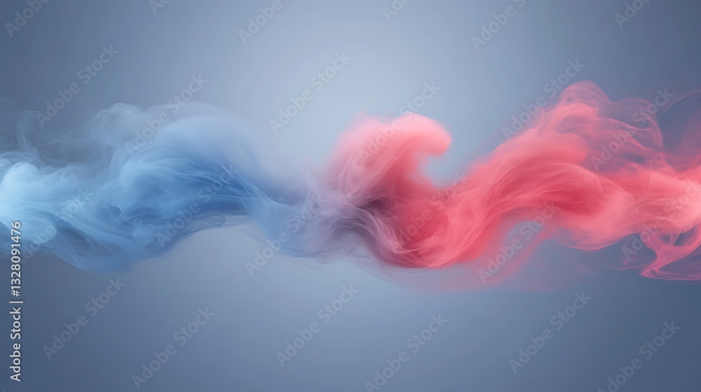 Leinwandbilder colorful smoke swirls in blue and red against a soft gray background, creating a dynamic visual effe