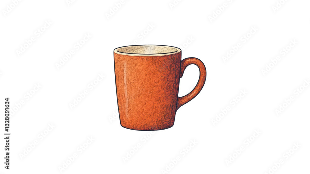 Poster a rustic orange mug with a simple design, showcasing a smooth texture and a comfortable handle.