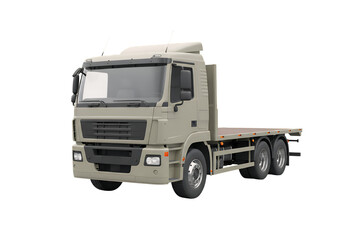 Flatbed Truck Isolated on Transparent Background Ready for Transporting Goods