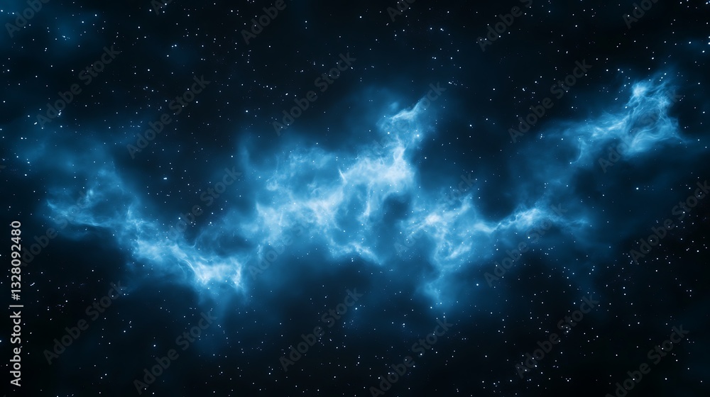 Aufkleber cosmic blue nebula with starry background creating a mesmerizing celestial scene.