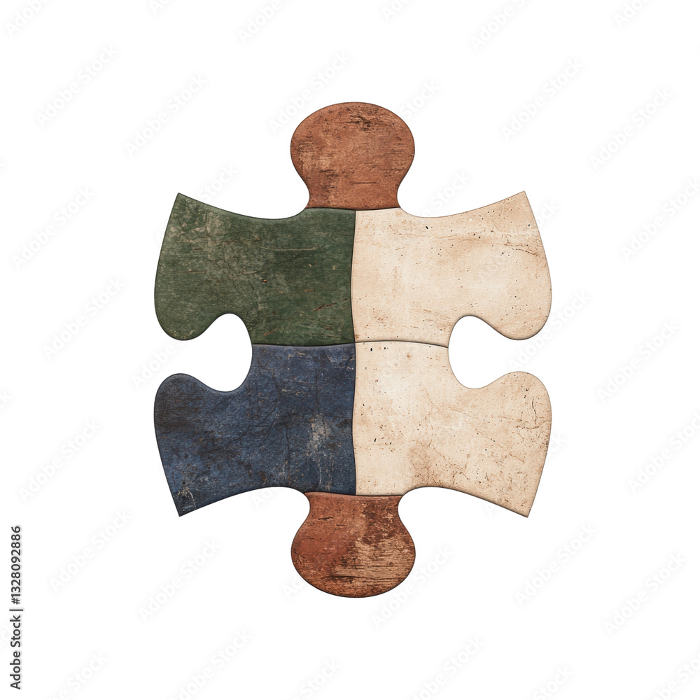 Poster a colorful puzzle piece with four sections, each displaying a different shade, symbolizing connectio
