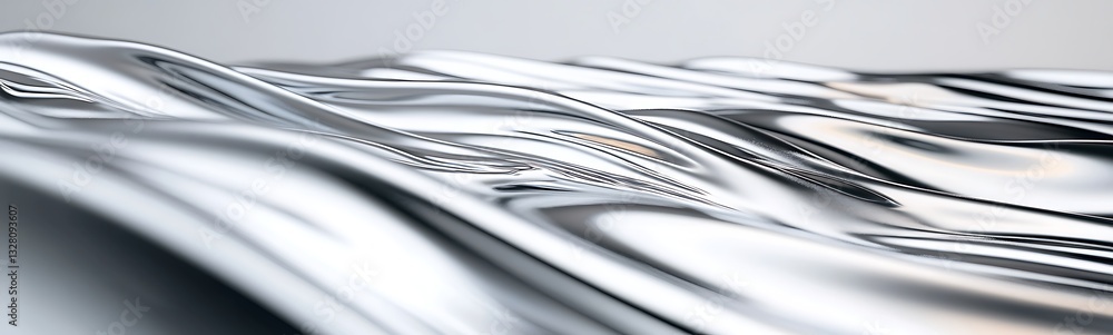 Aufkleber Flowing metallic waves create a dynamic and reflective surface in this abstract image.
