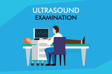Ultrasound Examination – Medical Diagnosis and Healthcare Technology 2d flat vector illustrations