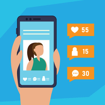 Social Media Profile Interaction &mdash; Likes, Comments, and Followers on Mobile App 2d flat vector illustrations
