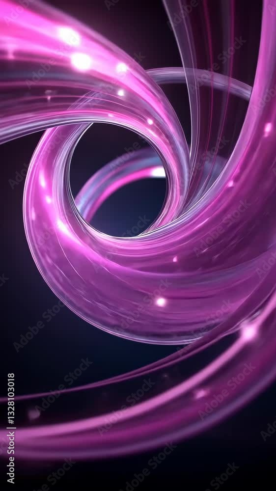 Poster swirling abstract design with vibrant pink and purple tones creating a dynamic visual effect