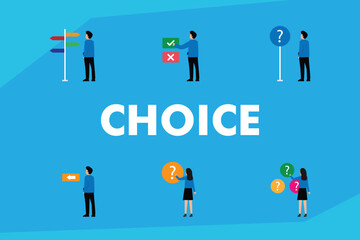 Decision Making and Choices - Business and Life 2d flat vector illustrations